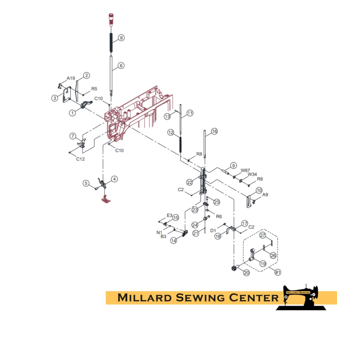 Needle Bar Bracket Complete for Necchi & More Sewing Machines - Image 2