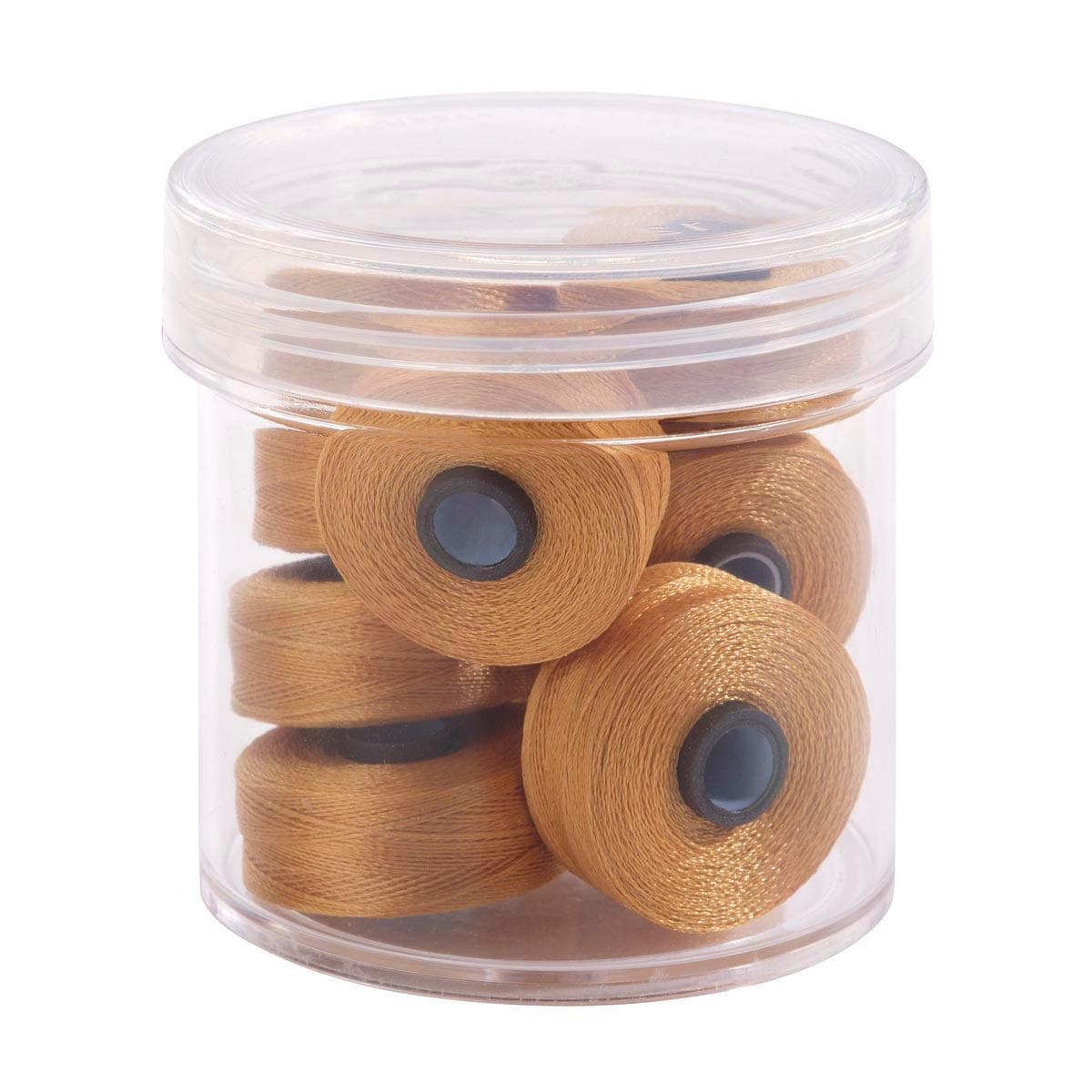 Pre-Wound Bobbins, M Class, Magna-Glide Delights 40wt Trilobal Polyester Thread in 27407 Military Gold by FilTec (10 Pack)