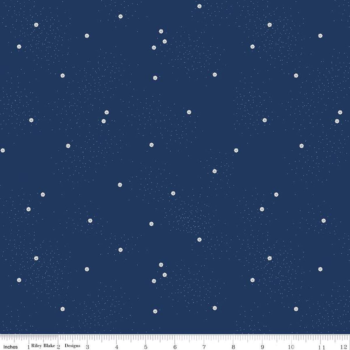 100% Cotton Fabric, 43"/44" Wide in Dainty Daisy Navy by Riley Blake Designs
