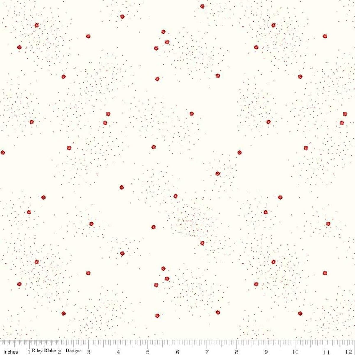 100% Cotton Fabric, 43"/44" Wide in Dainty Daisy on Cloud Barn Red by Riley Blake Designs