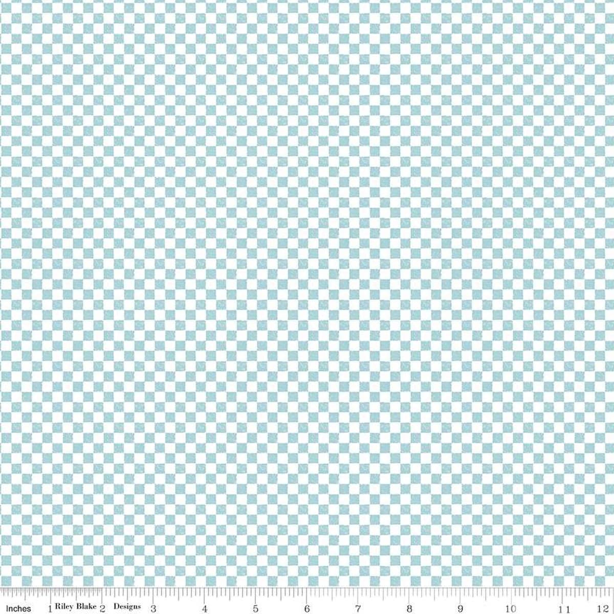 100% Cotton Fabric, 43"/44" Wide in Check Please! 1/4" Check Aqua by Riley Blake Designs