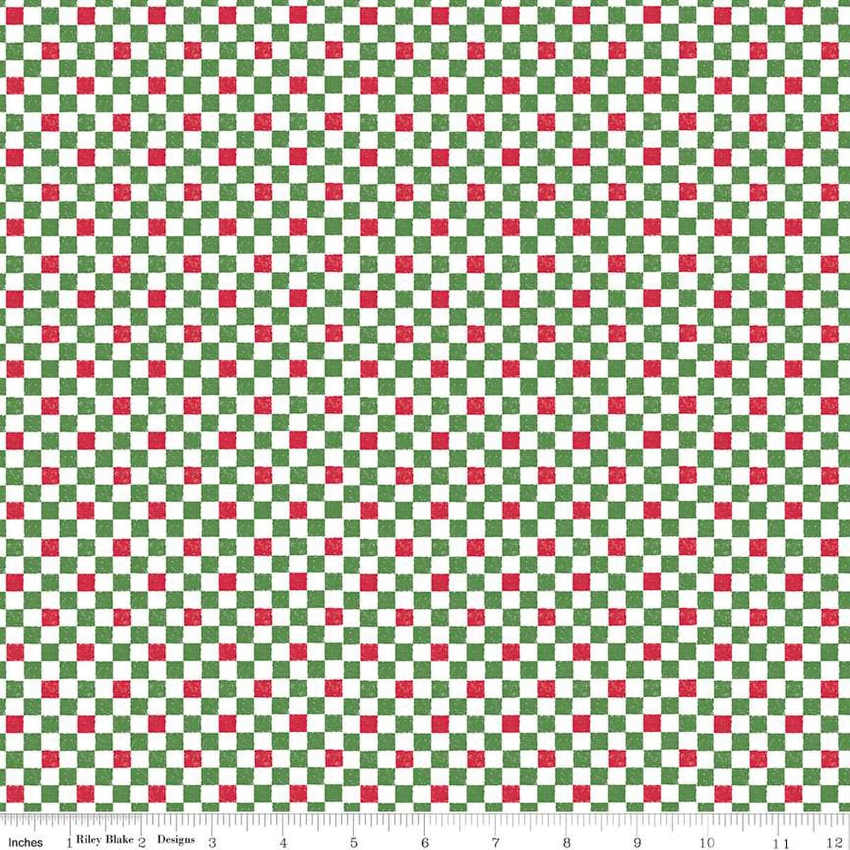 100% Cotton Fabric, 43"/44" Wide in Check Please! 1/4" Check Christmas by Riley Blake Designs