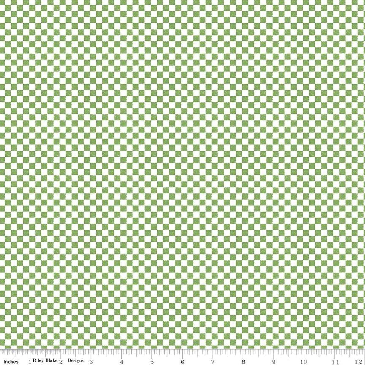 100% Cotton Fabric, 43"/44" Wide in Check Please! 1/4" Check Green by Riley Blake Designs