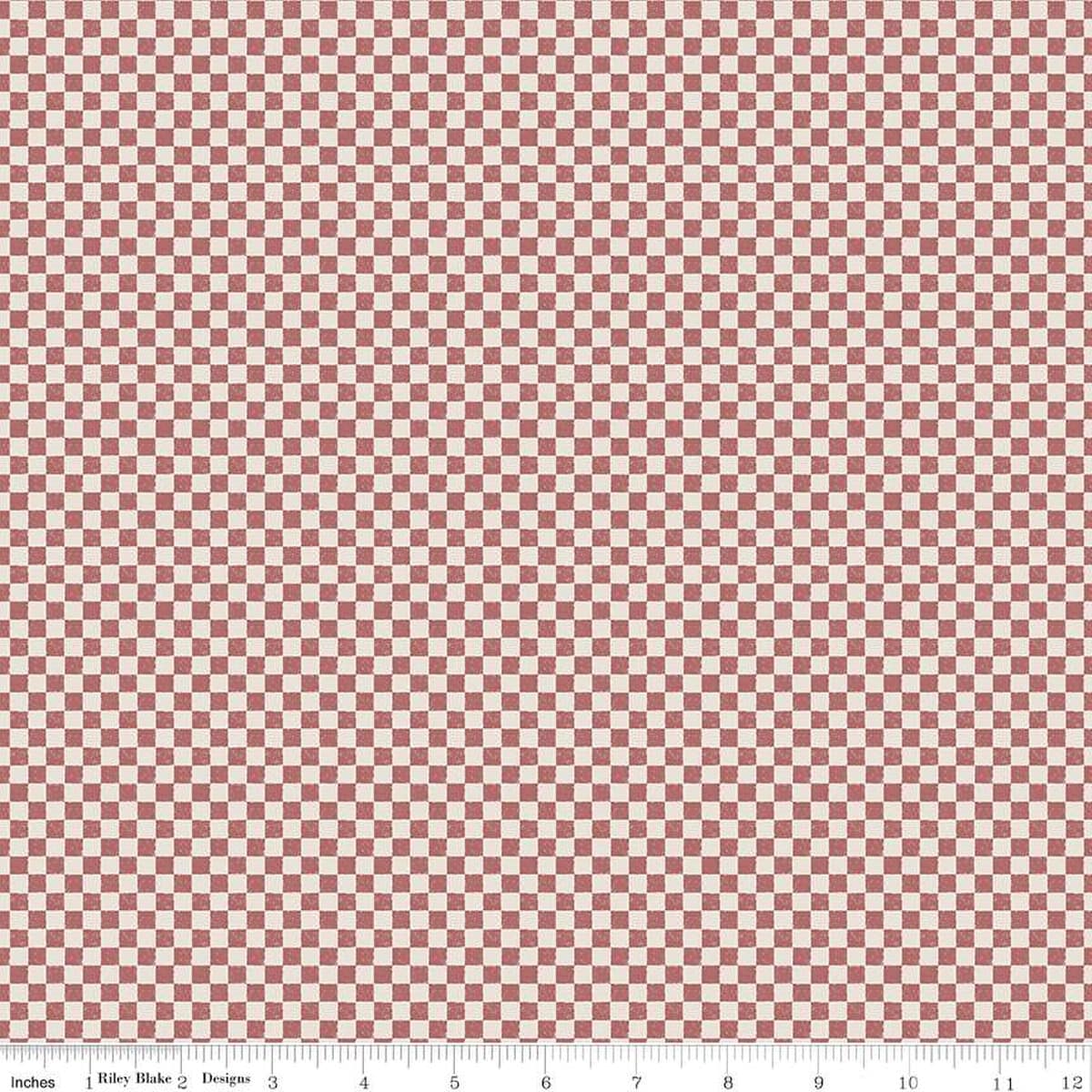 100% Cotton Fabric, 43"/44" Wide in Check Please! 1/4" Check on Ivory Canyon Rose by Riley Blake Designs