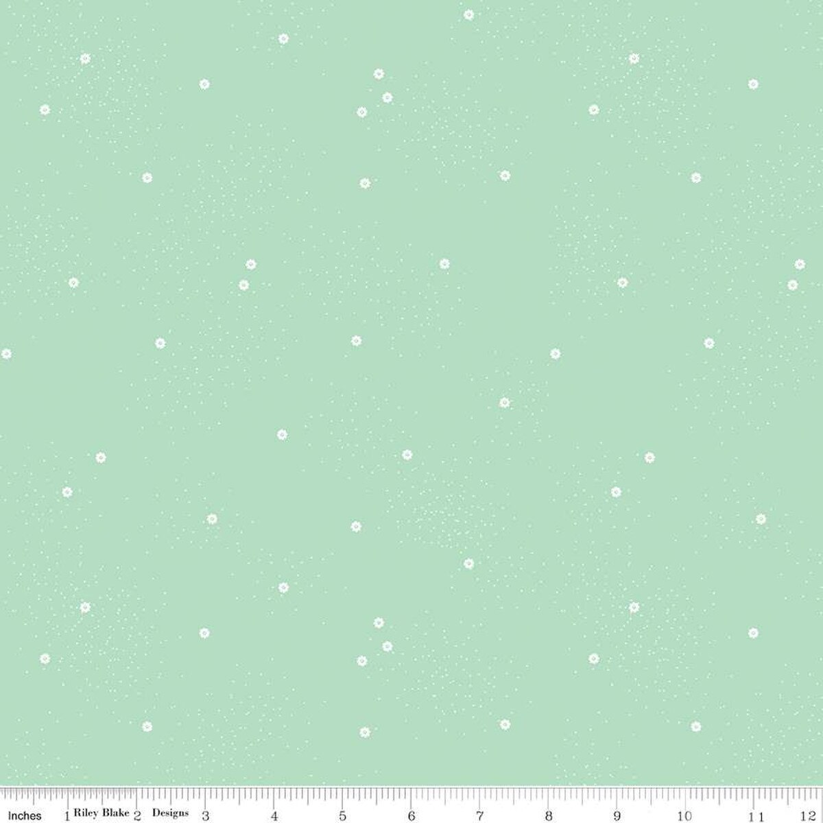 Woven Cotton Fabric, 107"/108" Wide Dainty Daisy in Mint by Riley Blake Designs