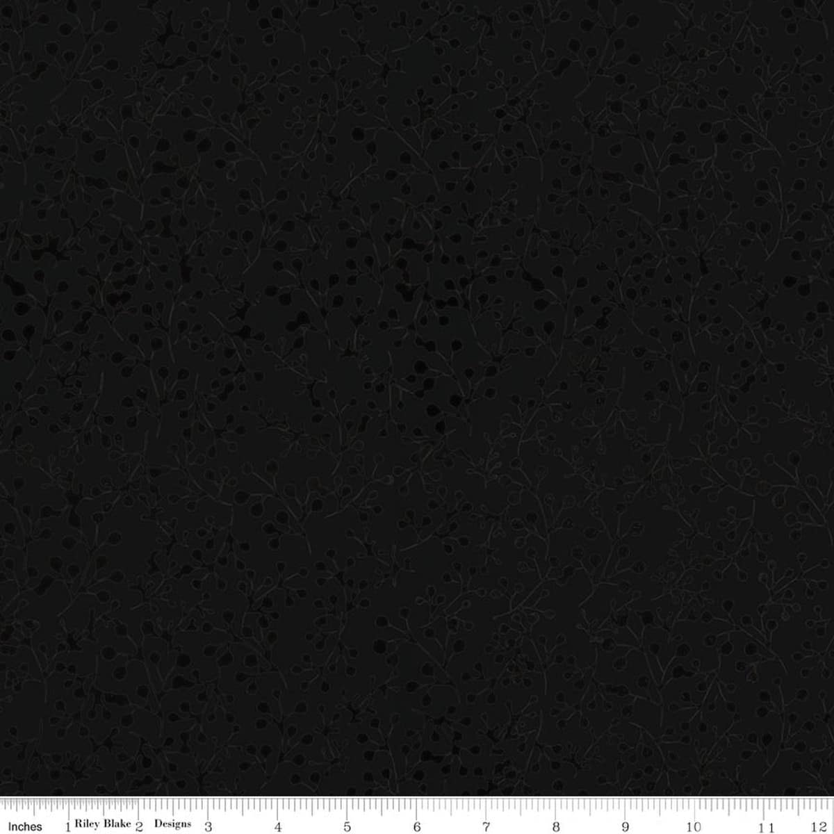 Cotton Fabric, 43"/44" Wide Batiks in Flora Noire Sprigs Black Ink by Riley Blake