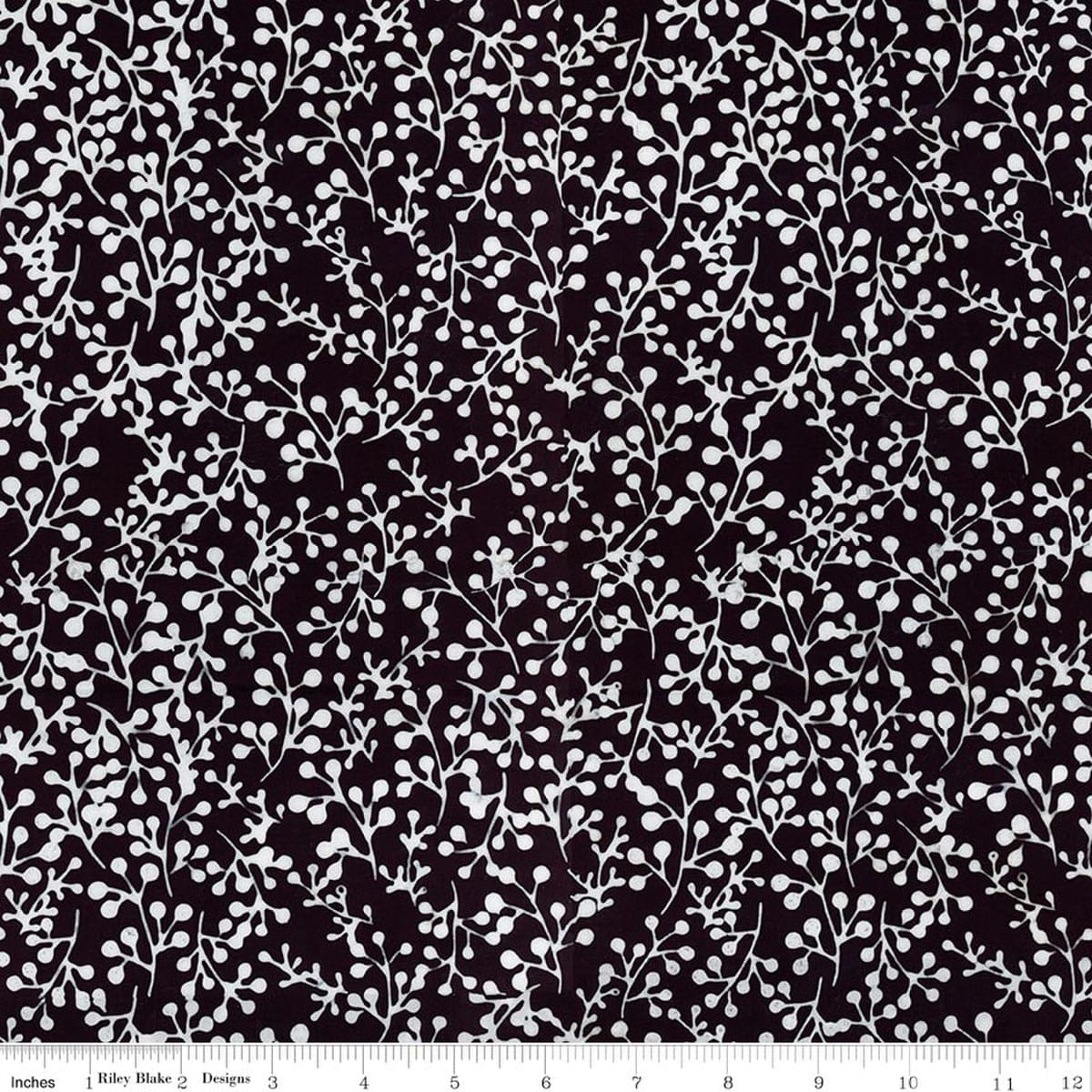 Cotton Fabric, 43"/44" Wide Batiks in Flora Noire Sprigs Licorice Candy by Riley Blake