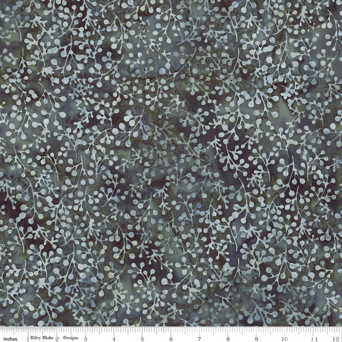 Cotton Fabric, 43"/44" Wide Batiks in Flora Noire Sprigs Stormy Seas by Riley Blake