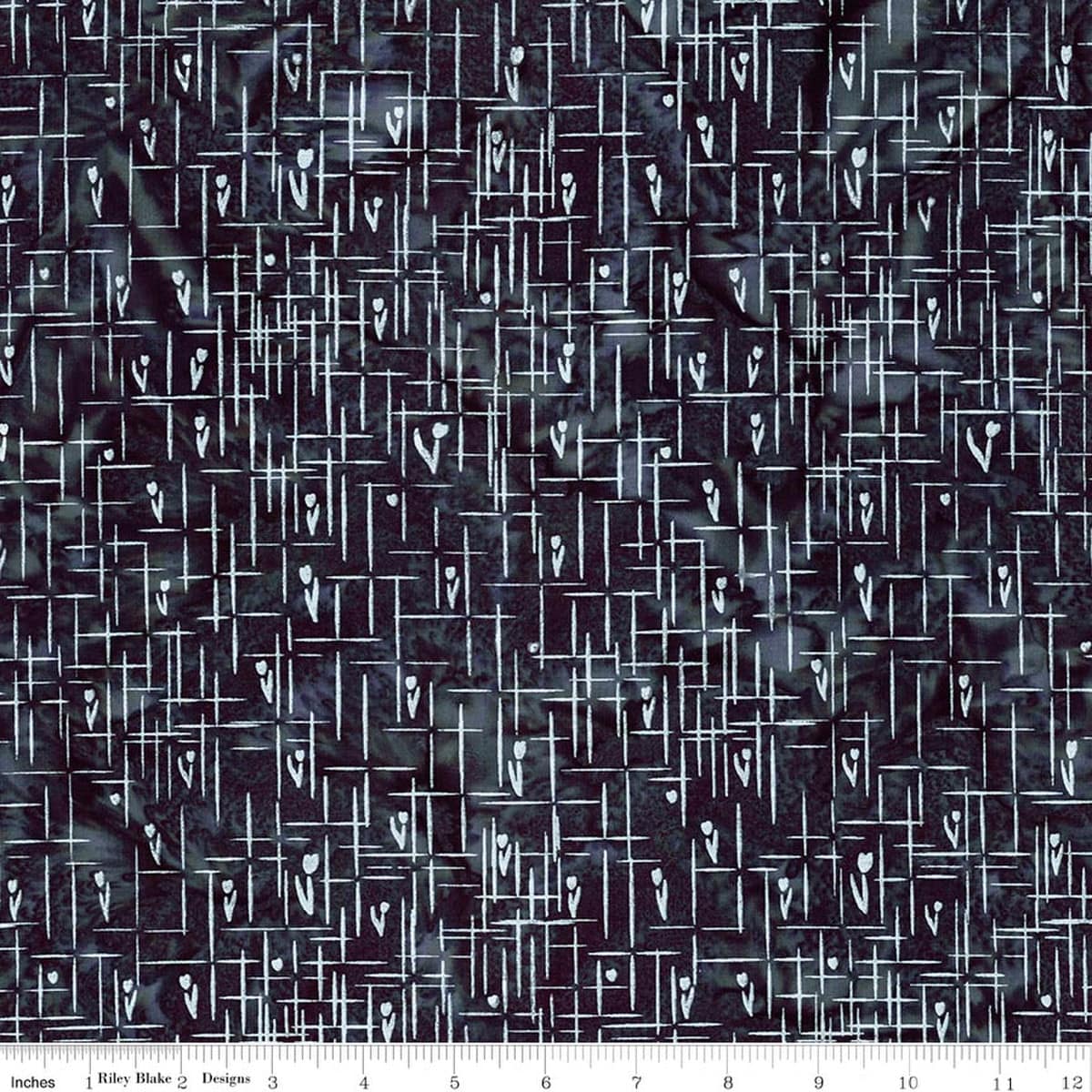 Cotton Fabric, 43"/44" Wide Batiks in Flora Noire Hatch Moody Blues by Riley Blake