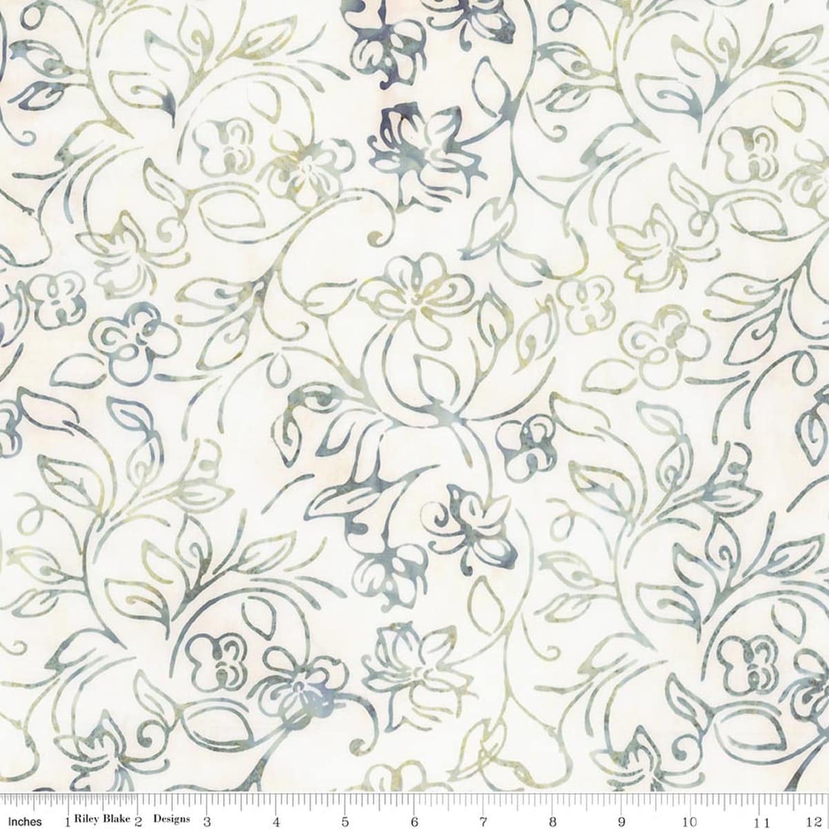 Cotton Fabric, 43"/44" Wide Batiks in Flora Noire Scrollwork Spearmint Sprinkles by Riley Blake