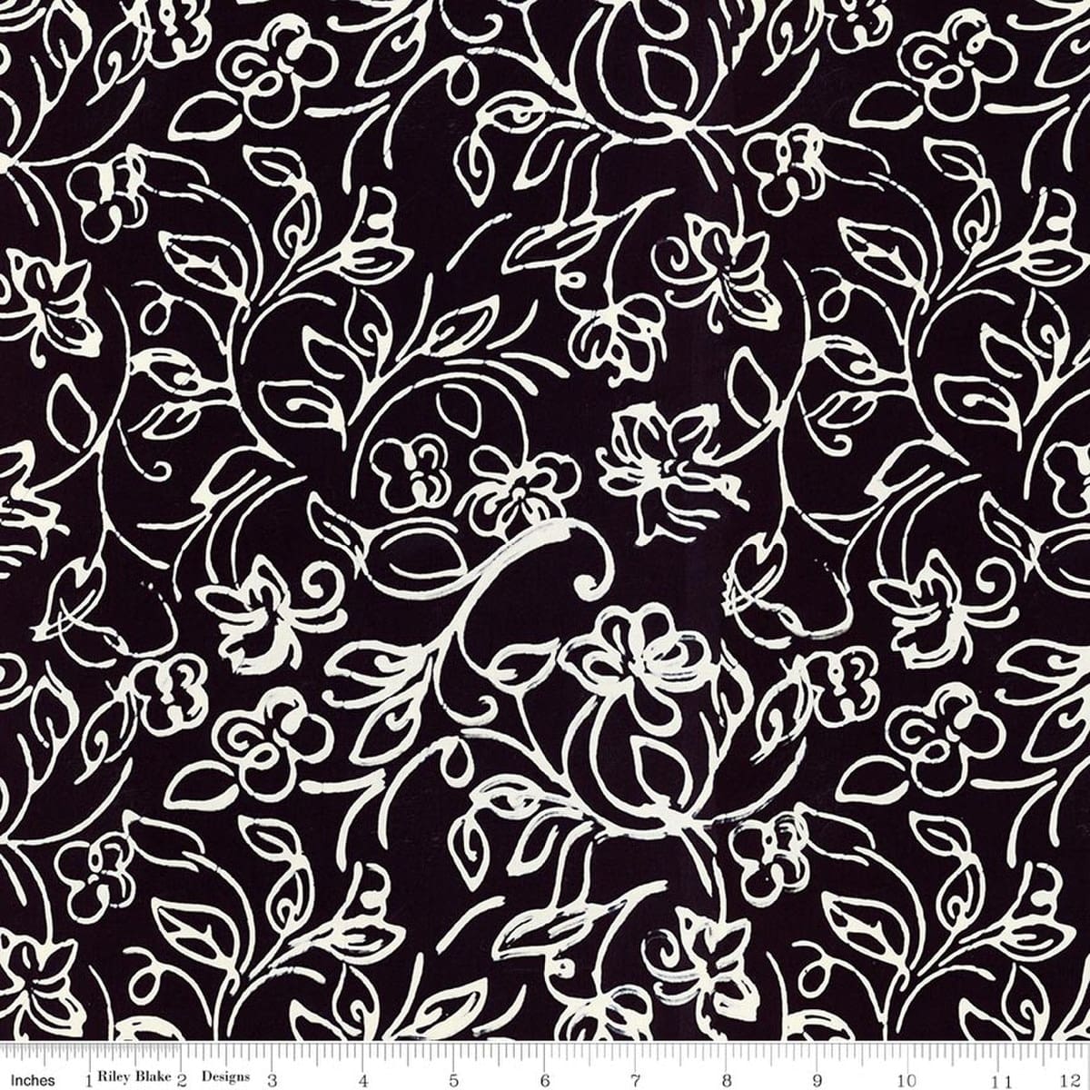Cotton Fabric, 43"/44" Wide Batiks in Flora Noire Onyx by Riley Blake