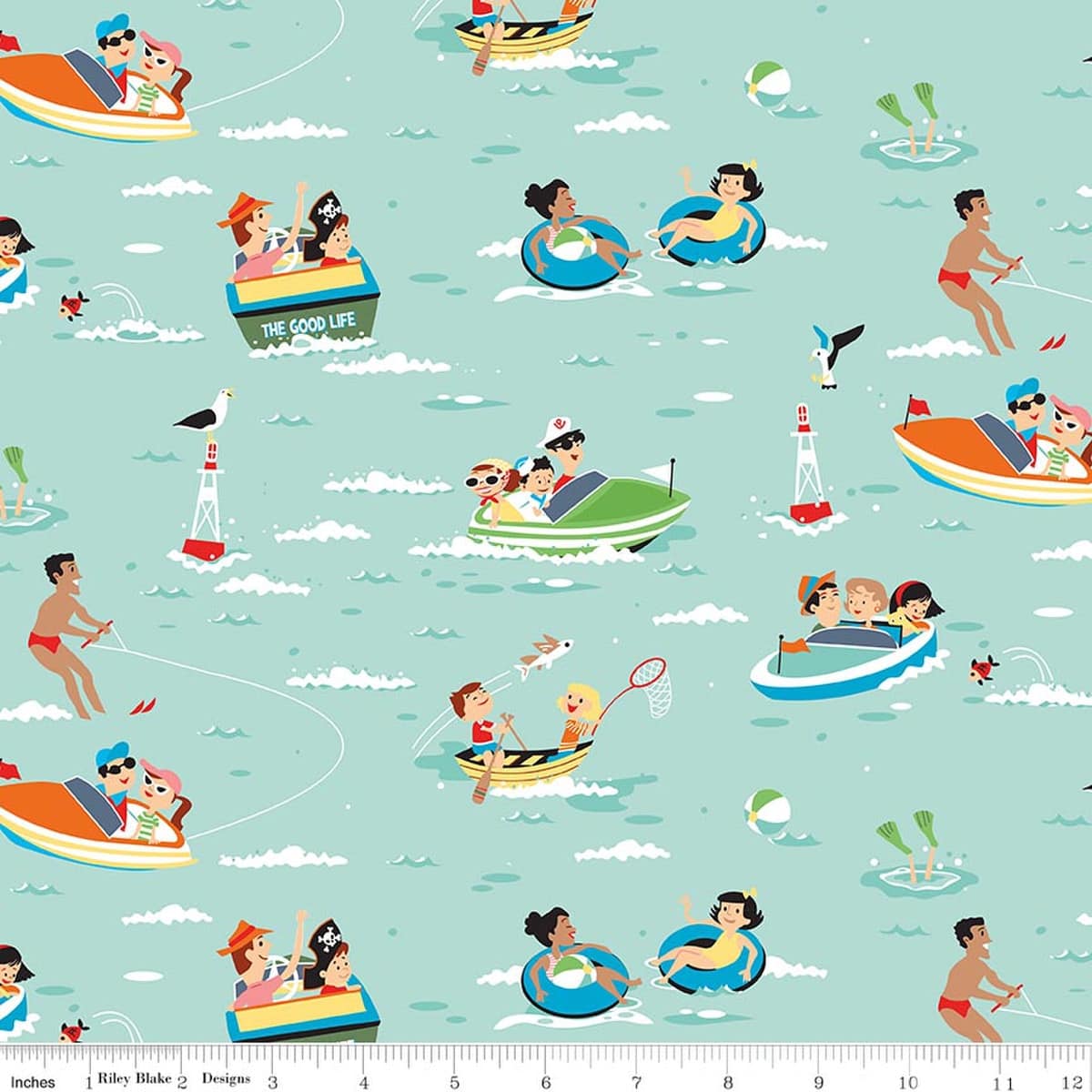 Cotton Fabric, 43"/44" Wide Happy Haven in The Good Life Aqua by Riley Blake