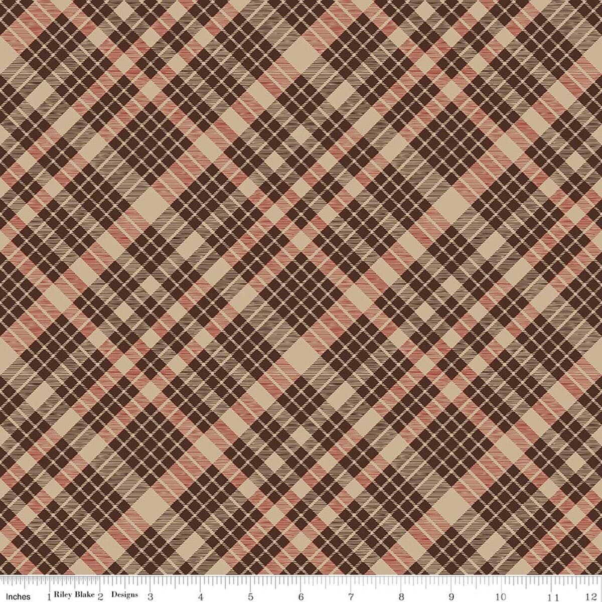 Cotton Fabric, 43"/44" Wide Cozy Autumn in Plaid Brown by Riley Blake