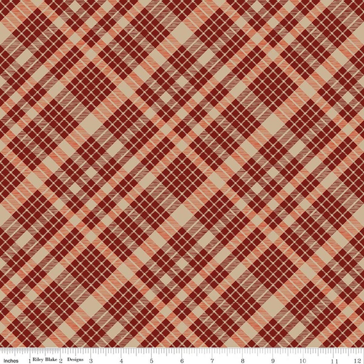 Cotton Fabric, 43"/44" Wide Cozy Autumn in Plaid Mahogany by Riley Blake