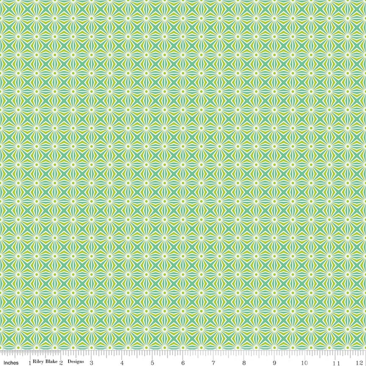 Cotton Fabric, 43"/44" Wide Chasing Rainbows in Interlink Green by Riley Blake