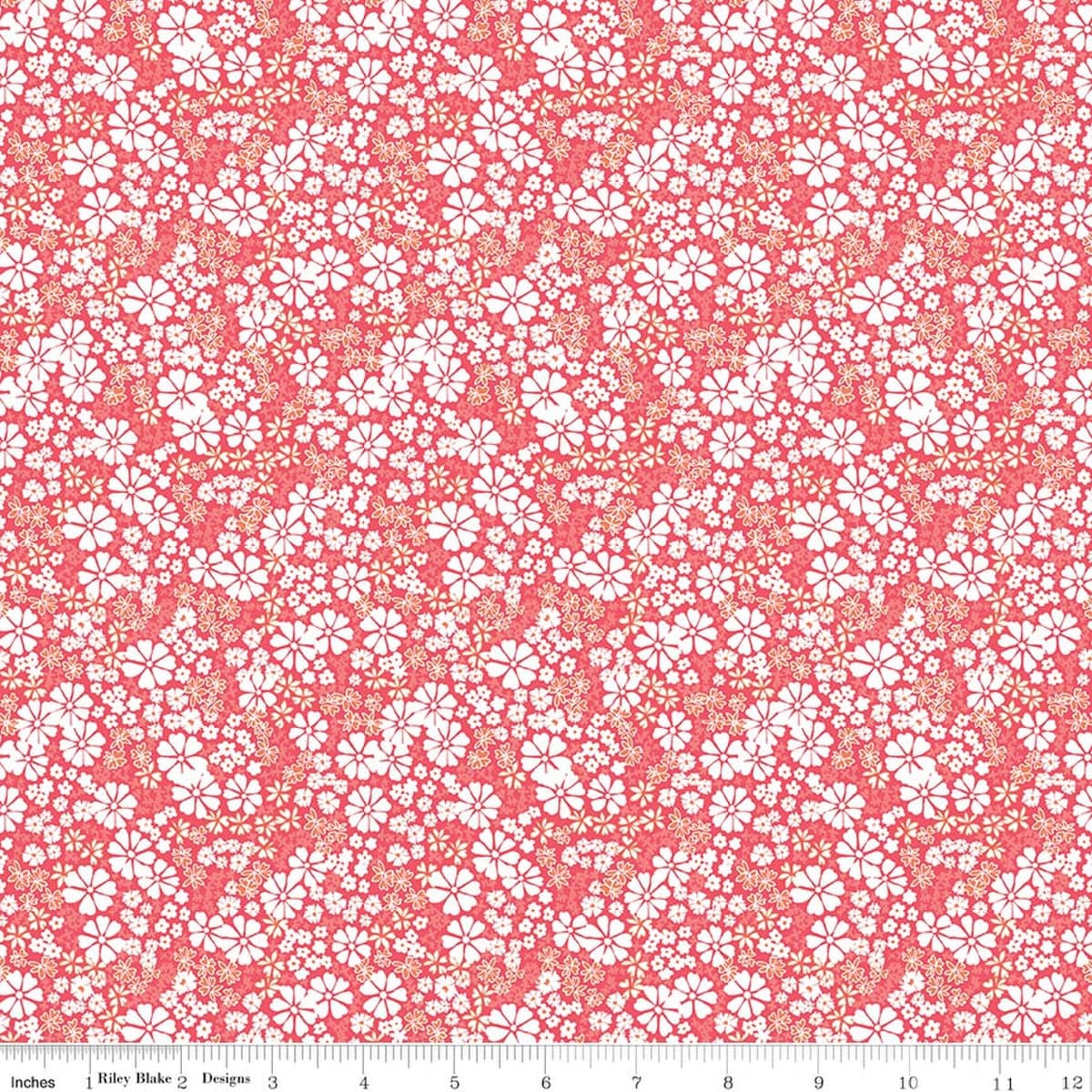 Cotton Fabric, 43"/44" Wide Chasing Rainbows in Everbloom Guava by Riley Blake