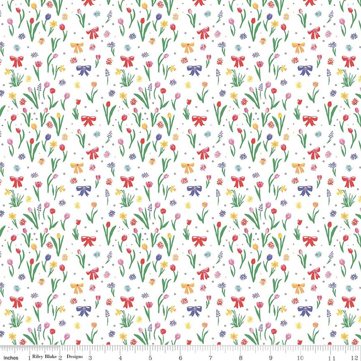 Cotton Fabric, 43"/44" Wide Dear Sweethearts in Flowers & Bows Multi by Riley Blake Designs