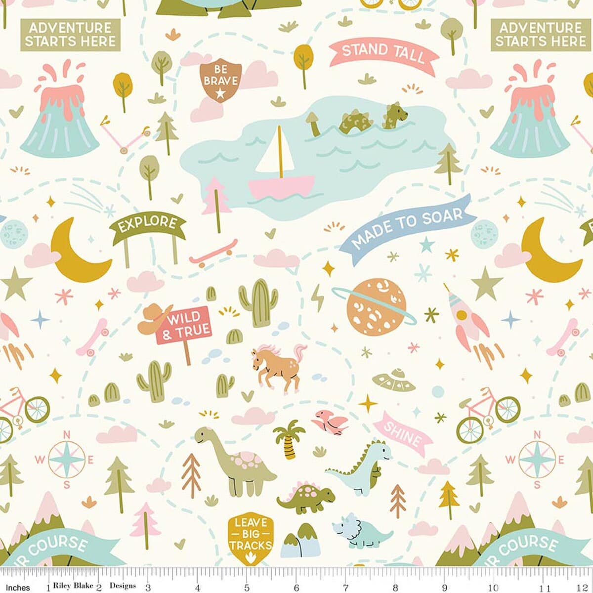 Cotton Fabric, 43"/44" Wide Brave Your Way in Adventure Awaits Petal by Riley Blake Designs