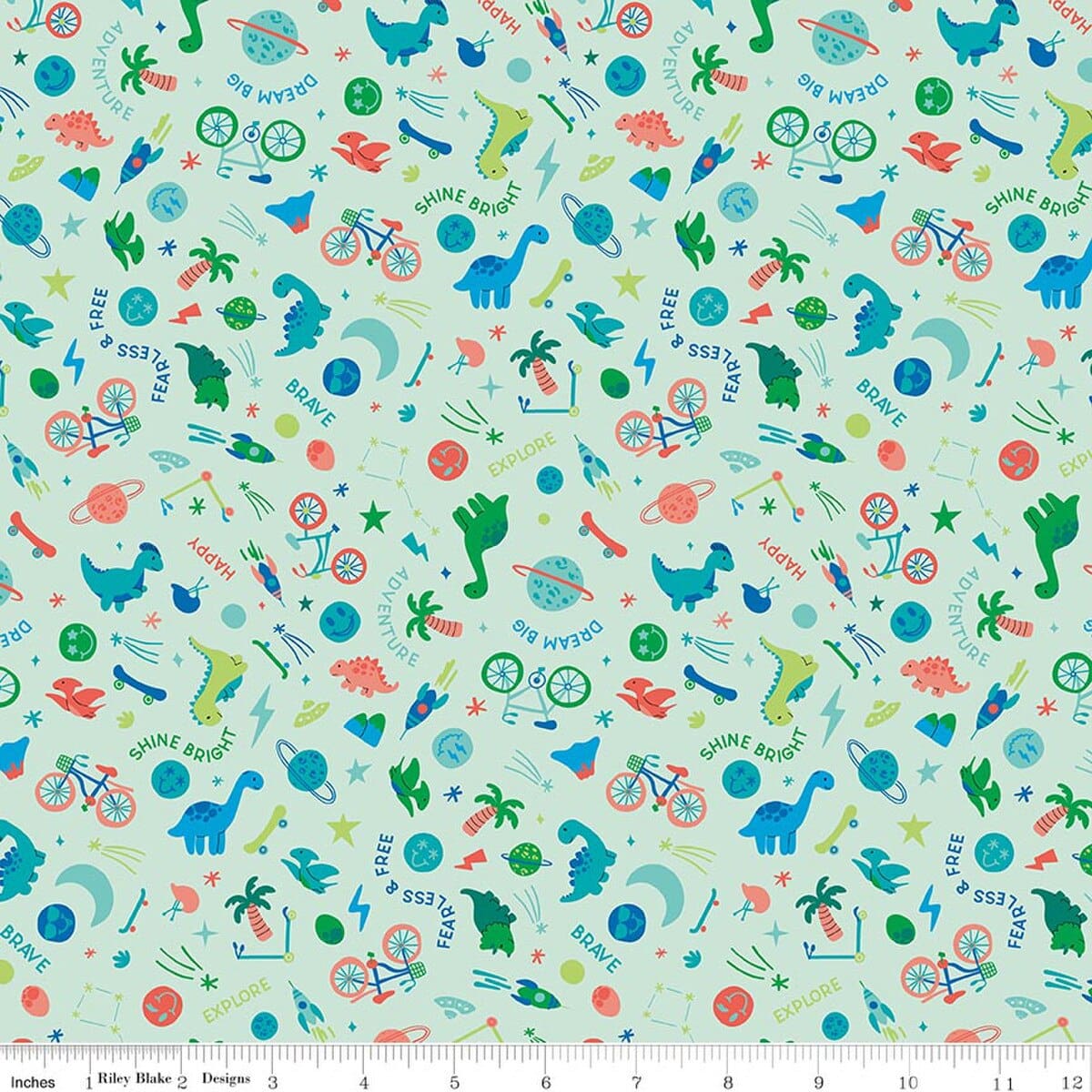 Cotton Fabric, 43"/44" Wide Brave Your Way in Wild and Free Mint by Riley Blake Designs