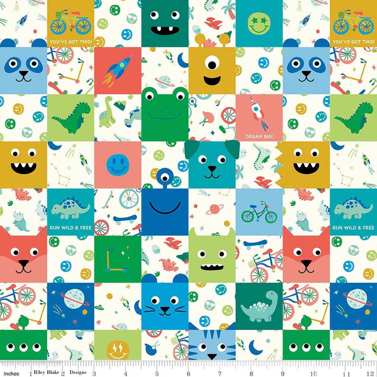 Cotton Fabric, 43"/44" Wide Brave Your Way in Cheater Print Multi by Riley Blake Designs