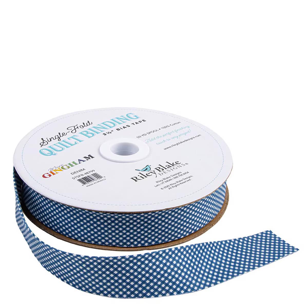 Bias Tape: Gingham 2 1/2" Single Fold Available in Multiple Colors by Riley Blake - Image 2