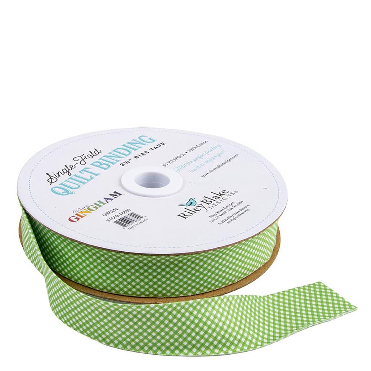 Bias Tape: Gingham 2 1/2" Single Fold Available in Multiple Colors by Riley Blake