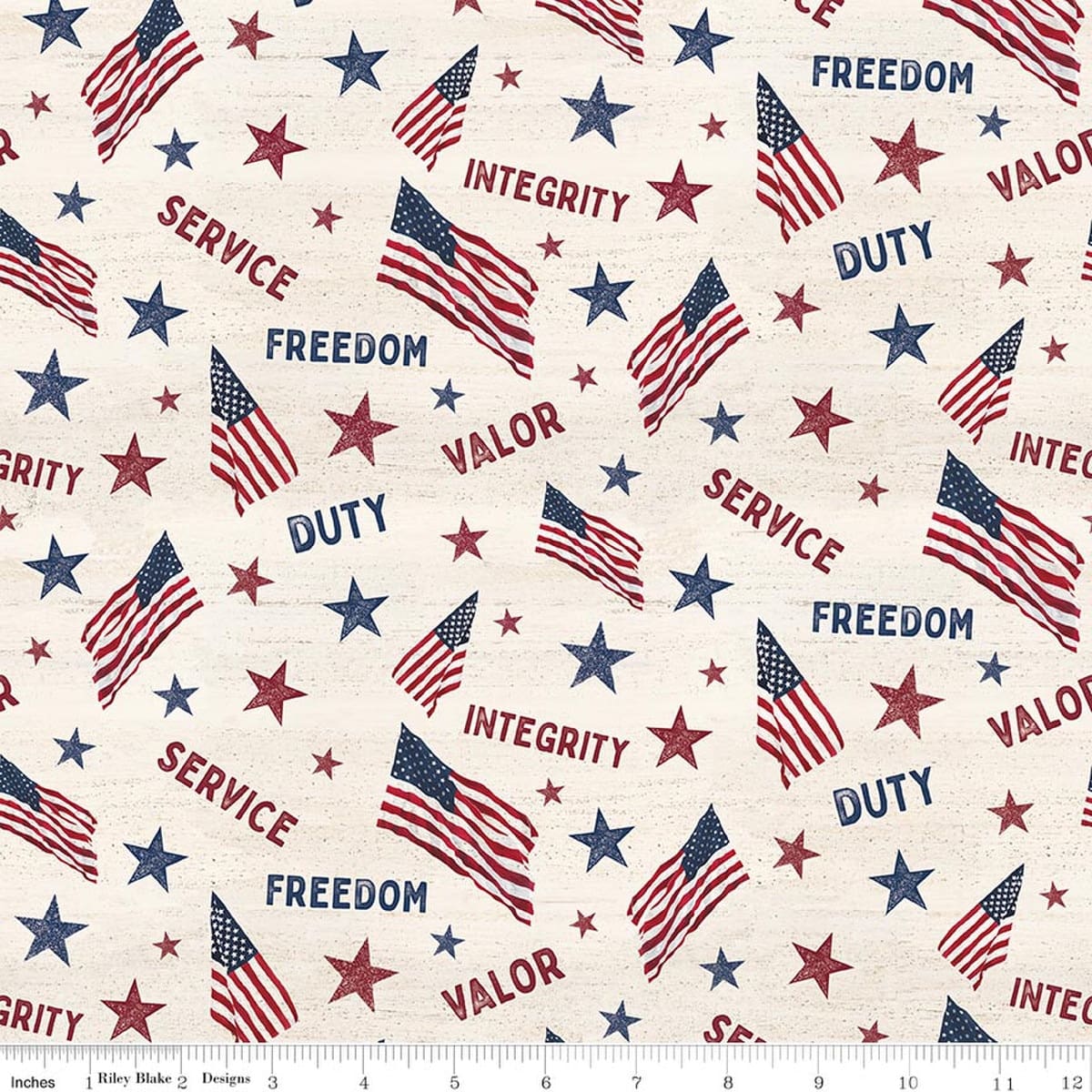 Cotton Fabric, 43"/44" Wide Valor is Never Forgotten in Main Cream by Riley Blake Designs