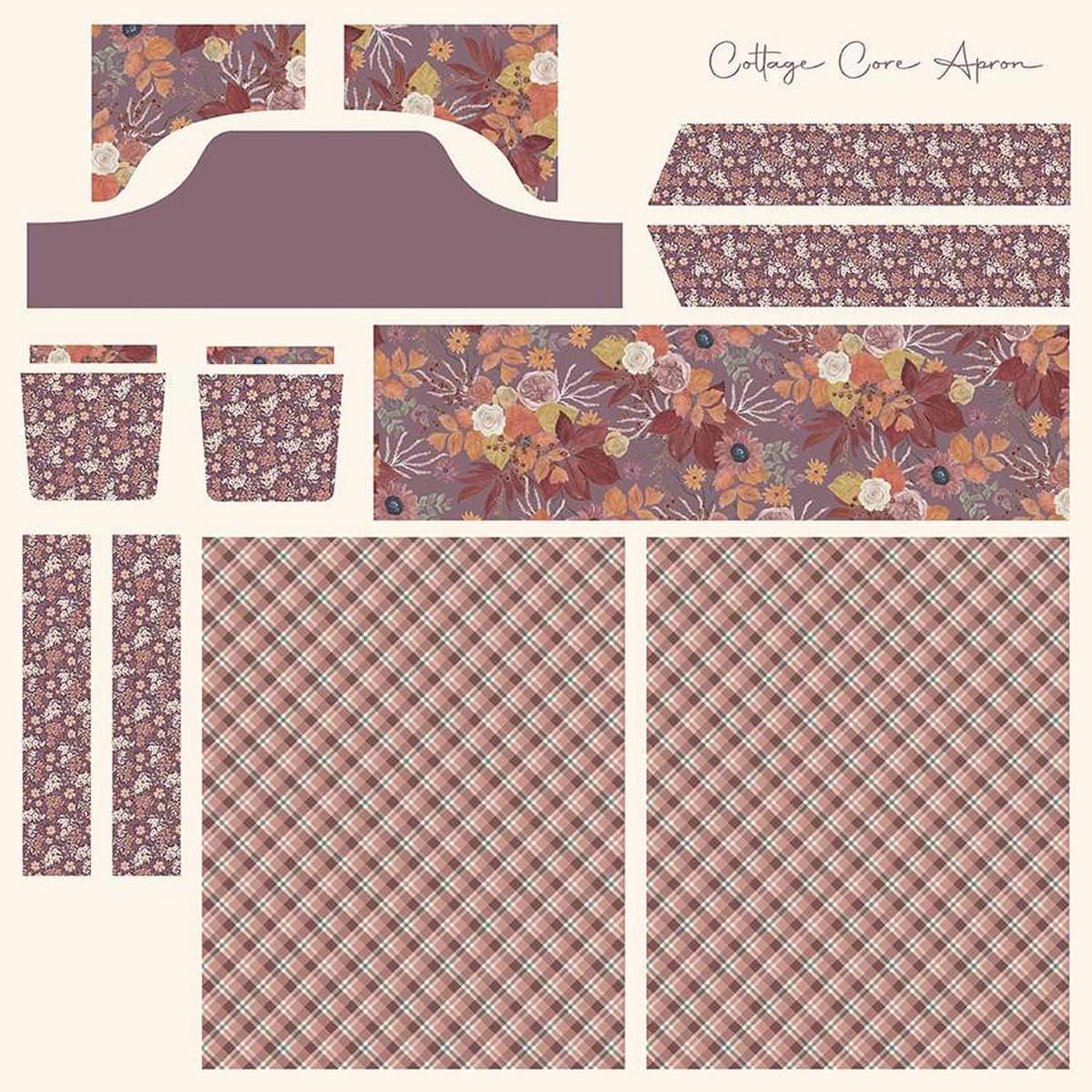 Cotton Fabric, 43"/44" Wide Evening on the Prairie in Cottage Core Apron Panel by Riley Blake Designs