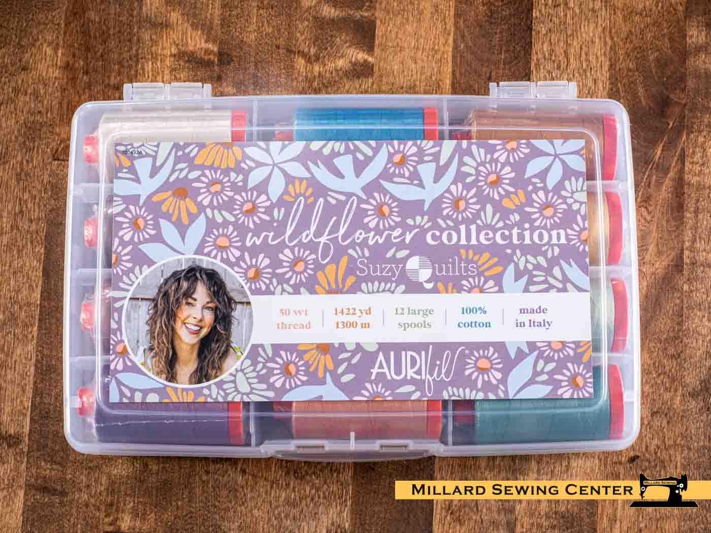 Wildflower by Suzy Williams, 50wt Cotton Thread Set by Aurifil