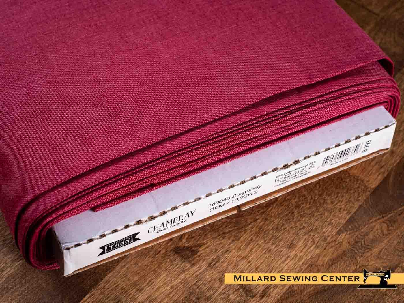 Cotton Fabric, 44″ Wide in Chambray Burgundy by Tilda