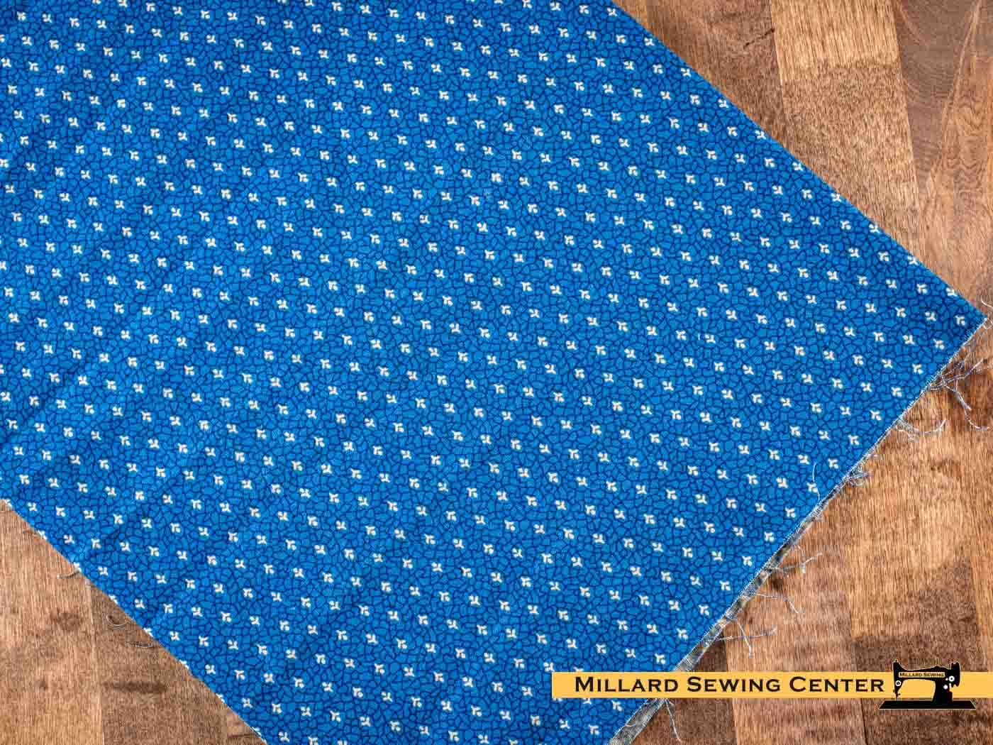 Remnant (Cotton) Blue & White with Small Print Fabric (12")