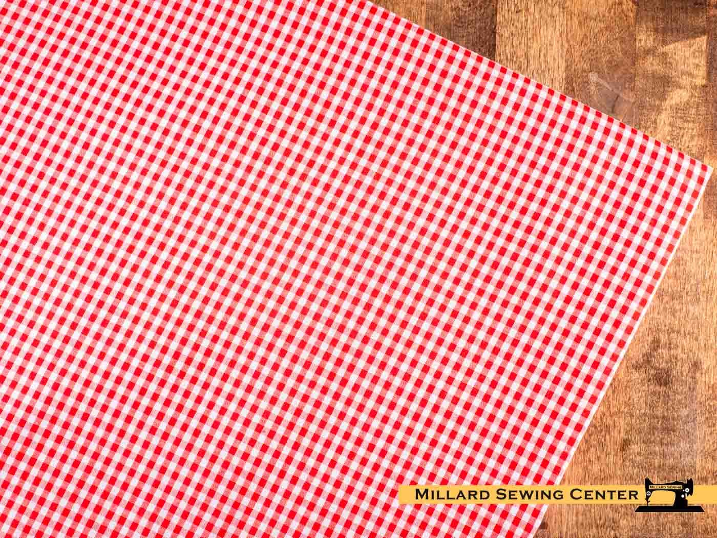 Remnant (Cotton) Red & White with Checker Print Fabric (2 1/3 Yards)