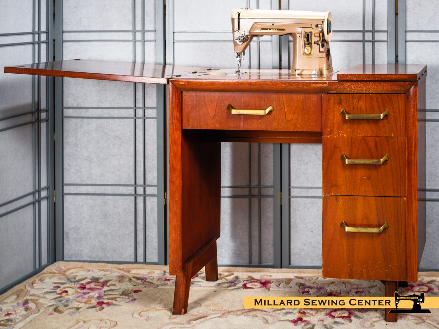 Sewing Machine Cabinet for Flat Bed, Long Machines, Model 593 by Singer - Image 7