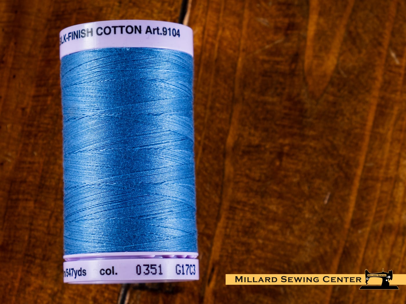 Silk Finish 50wt Mercerized Cotton Sewing Thread in 0351 Smokey Blue by Mettler