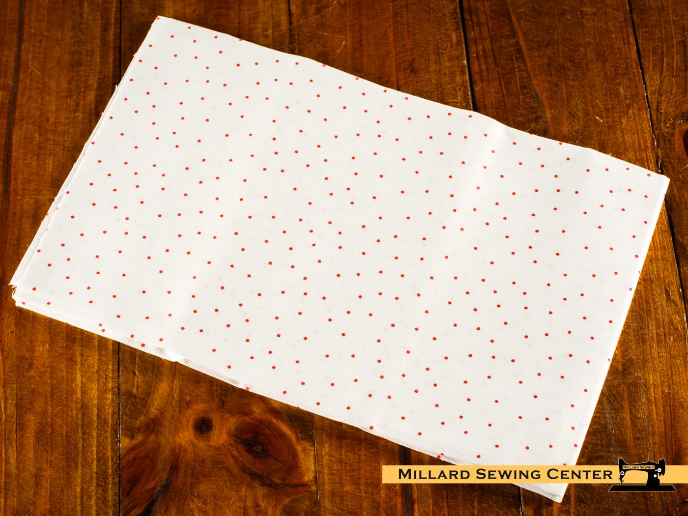 Cotton Fabric, 44″/45″ Wide Kimberbell Basics in White/Orange Tiny Dots by Maywood Studio
