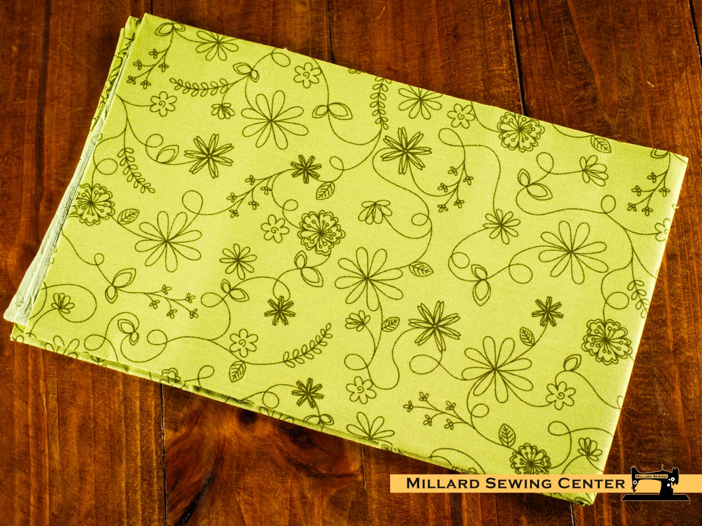 Cotton Fabric, 44″/45″ Wide Kimberbell Basics in Green Swirl Floral by Maywood Studio