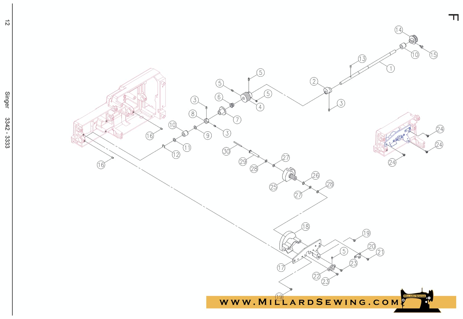 Bar, Lower Feed Assembly for Singer 3333 & 3342 Sewing Machines