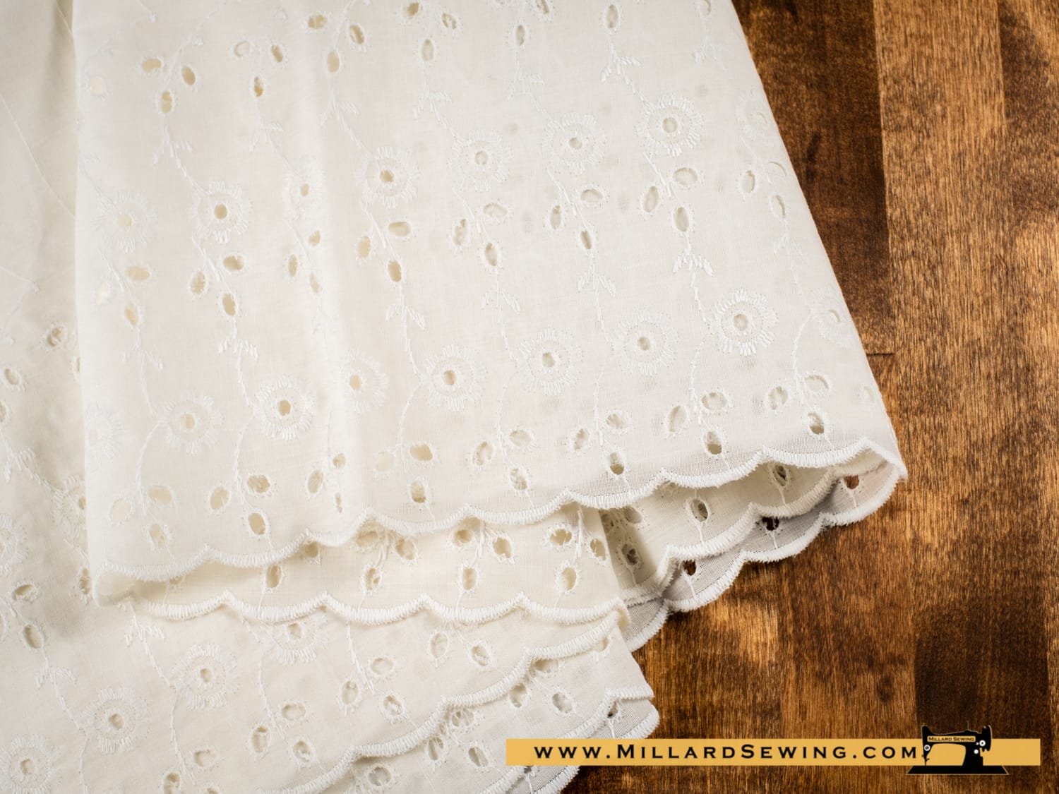 Remnant (Cotton) White Eyelet Fabric Remnant (14"L)