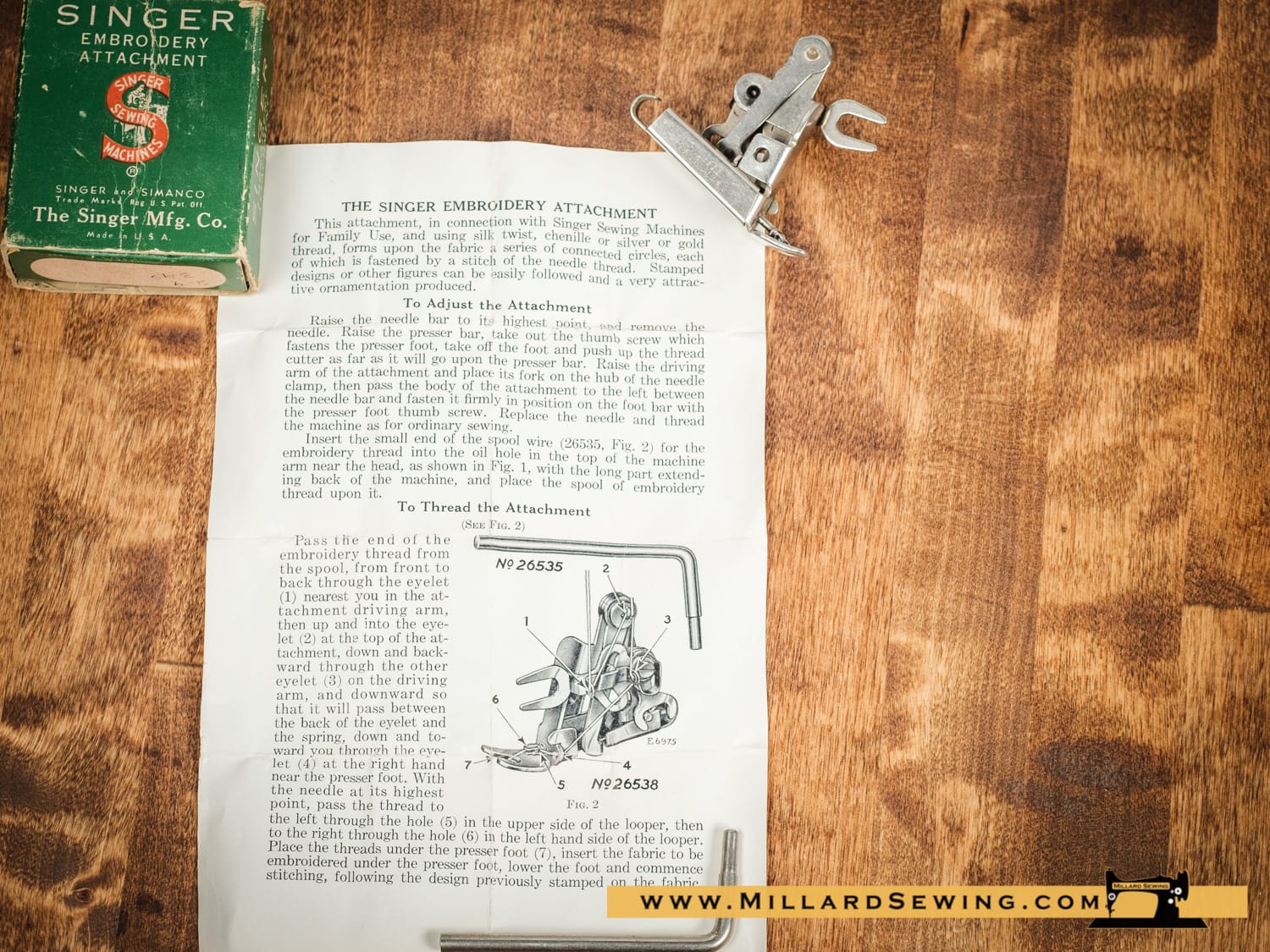 Embroidery Attachment (Single Thread) by Singer for Low Shank/Vertical Needle Sewing Machine, Simanco #26538 - Image 3