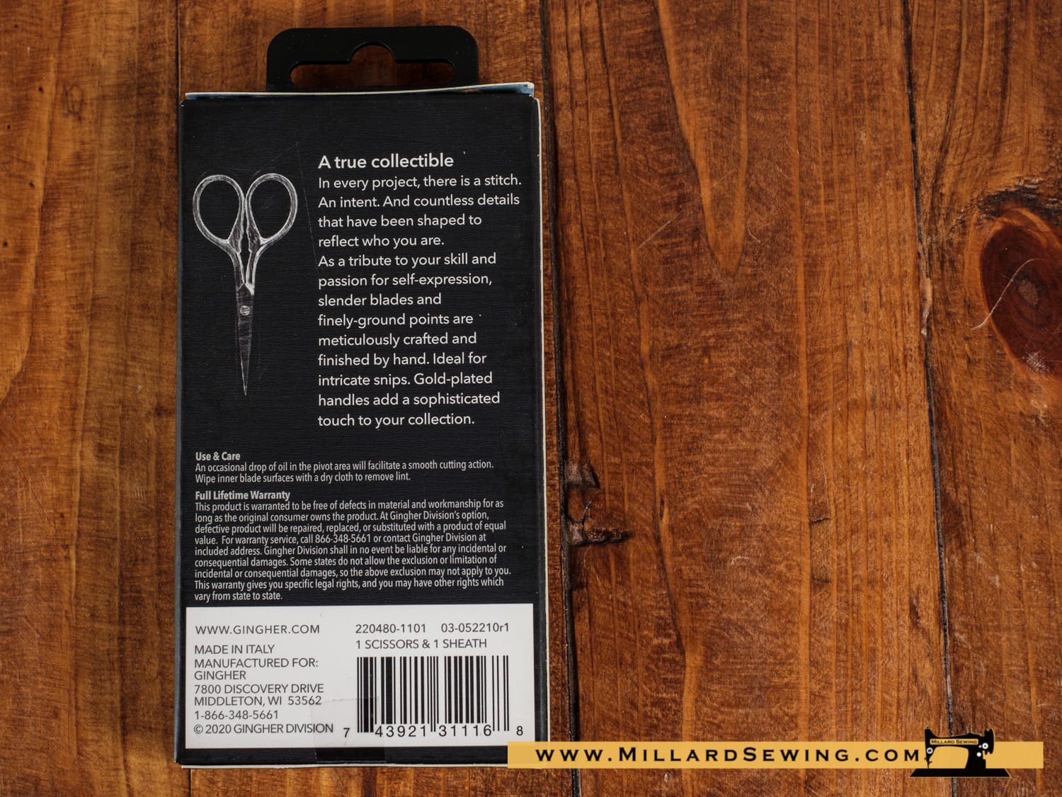 Scissors, 3.5" Embroidery W/ Lions Tail Design Gold Handles & Leather Sheath by Gingher - Image 2