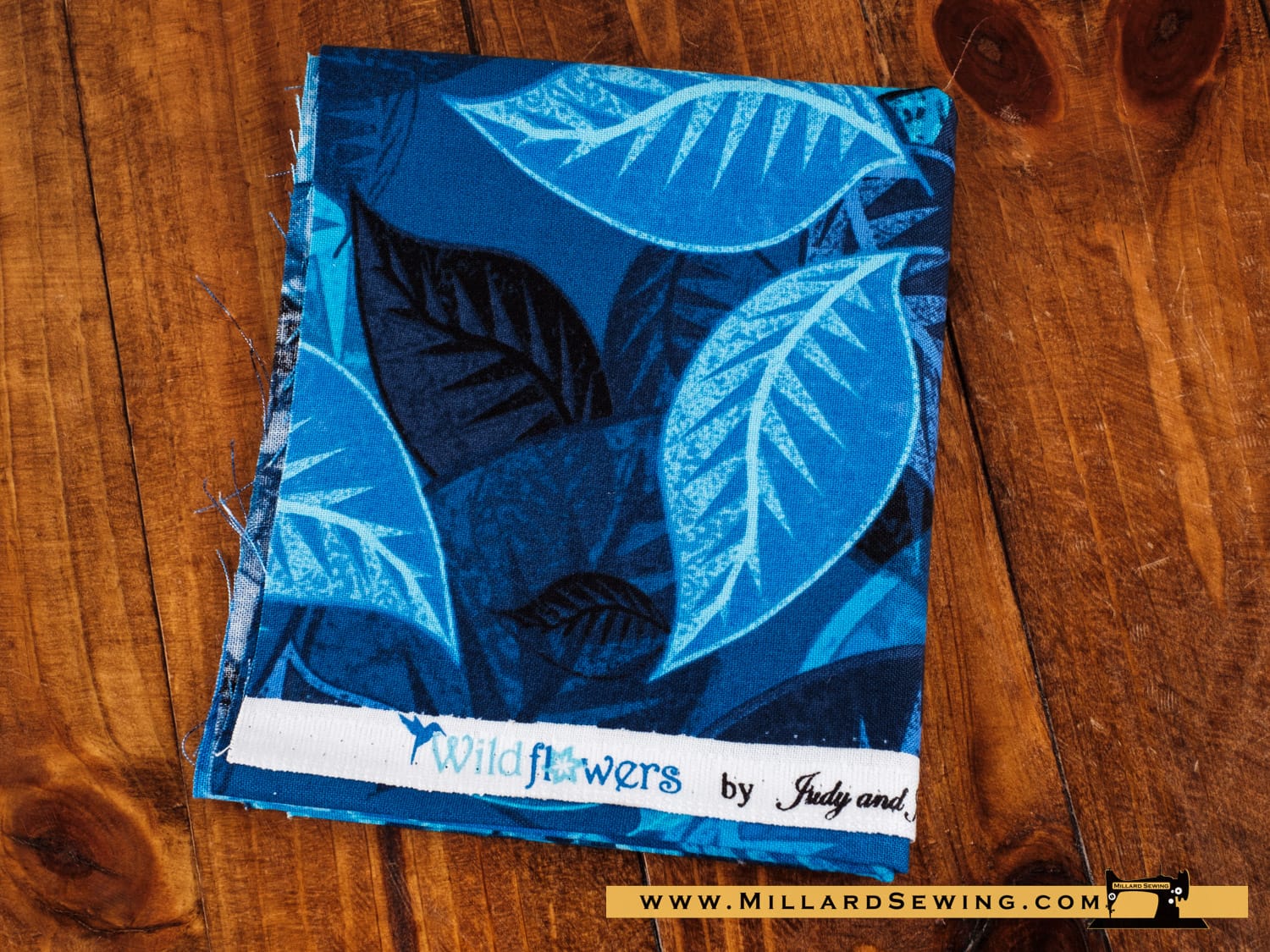 Remnant (Cotton) Blue Leaves Print