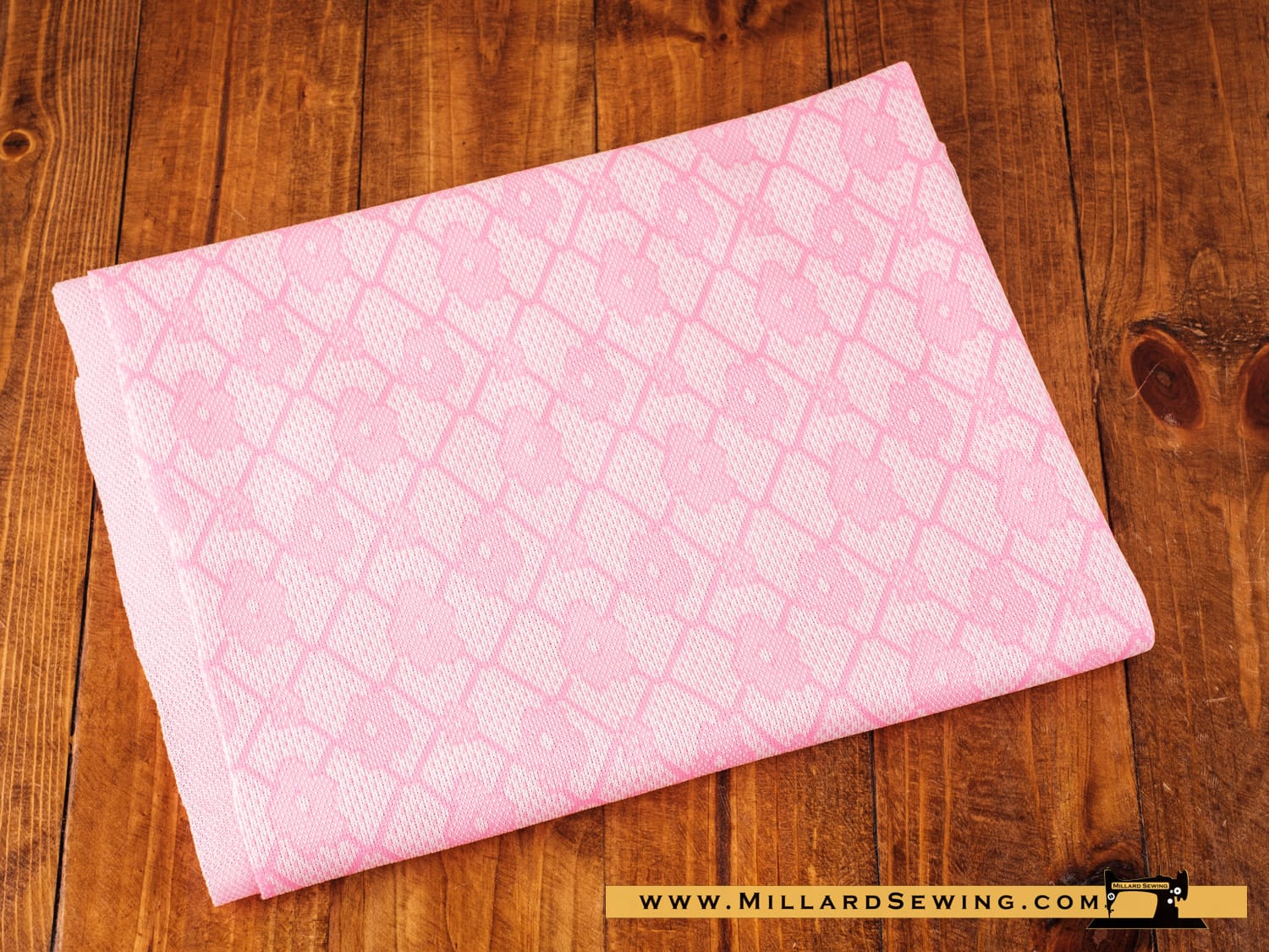 Remnant (Cotton) Pink & White Knit Fabric