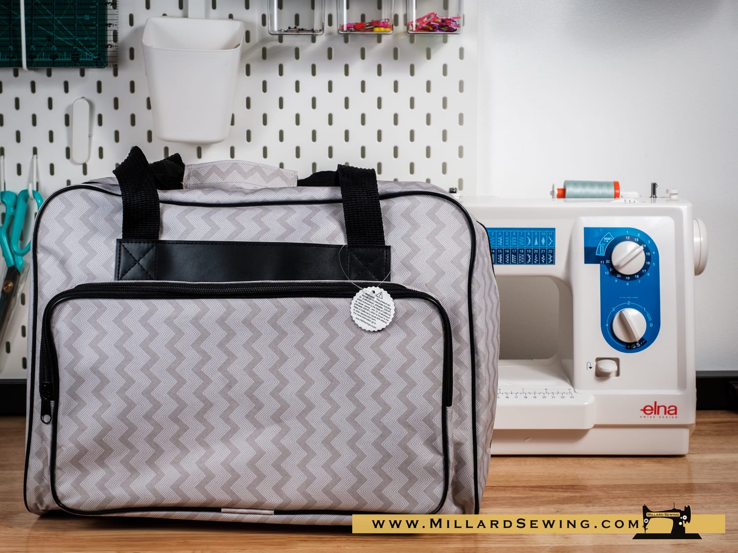 Portable Canvas Sewing Machine Carrying Case Bag, Wavy Gray by Janome
