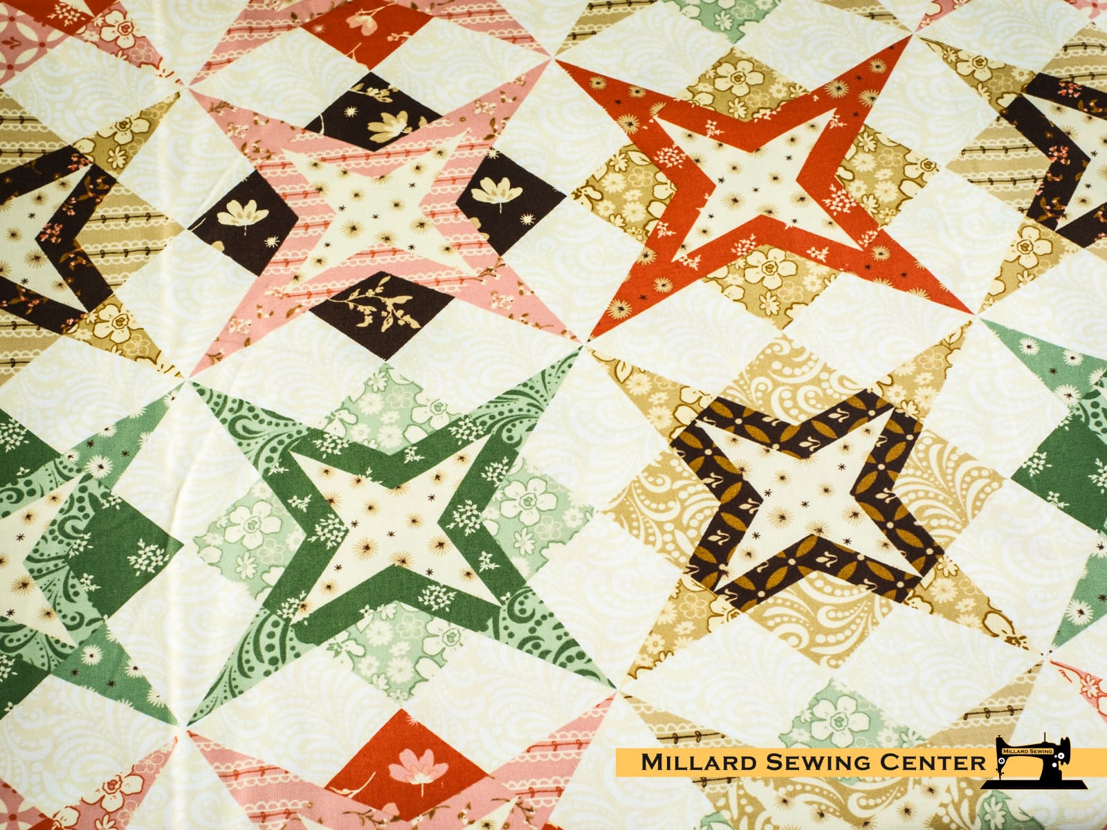 100% Cotton Fabric, 43"/44" Wide in Morning Latte Star Cheater by Riley Blake Designs