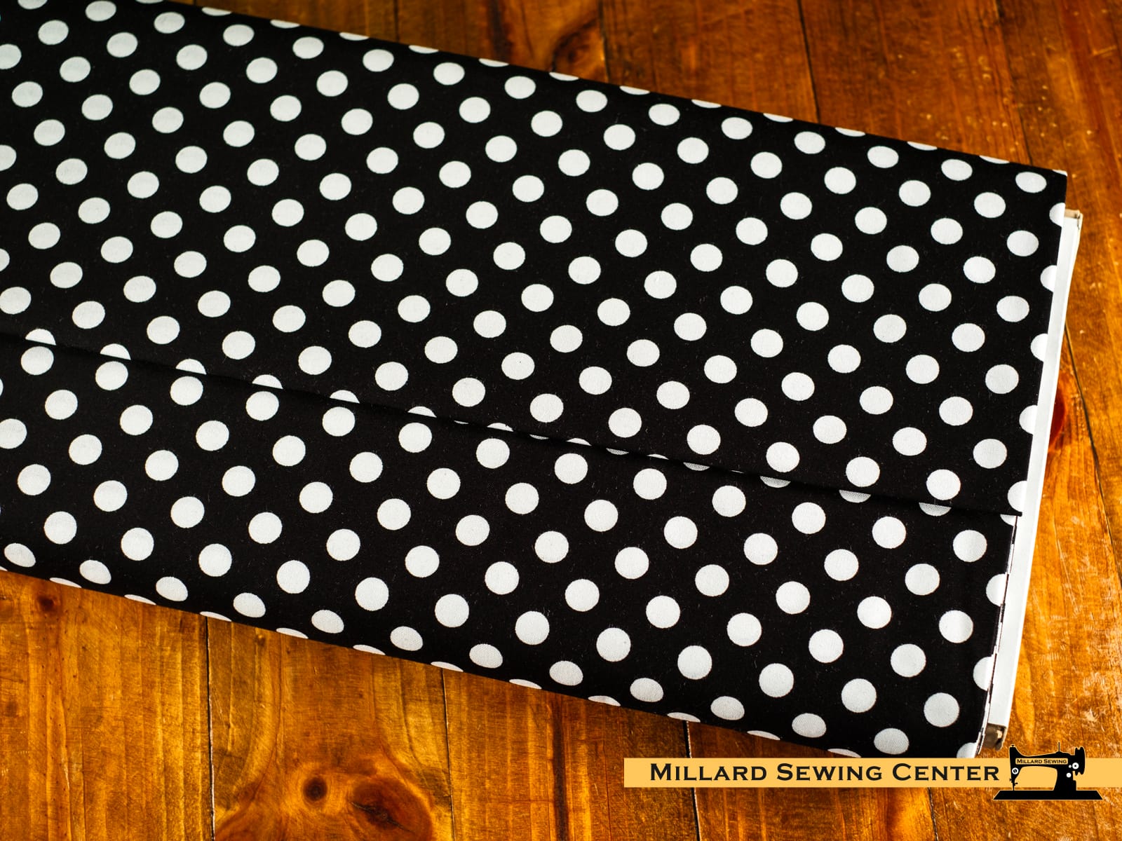 Cotton Fabric, 44″/45″ Wide Kimberbell Basics in Black Dots by Maywood Studio
