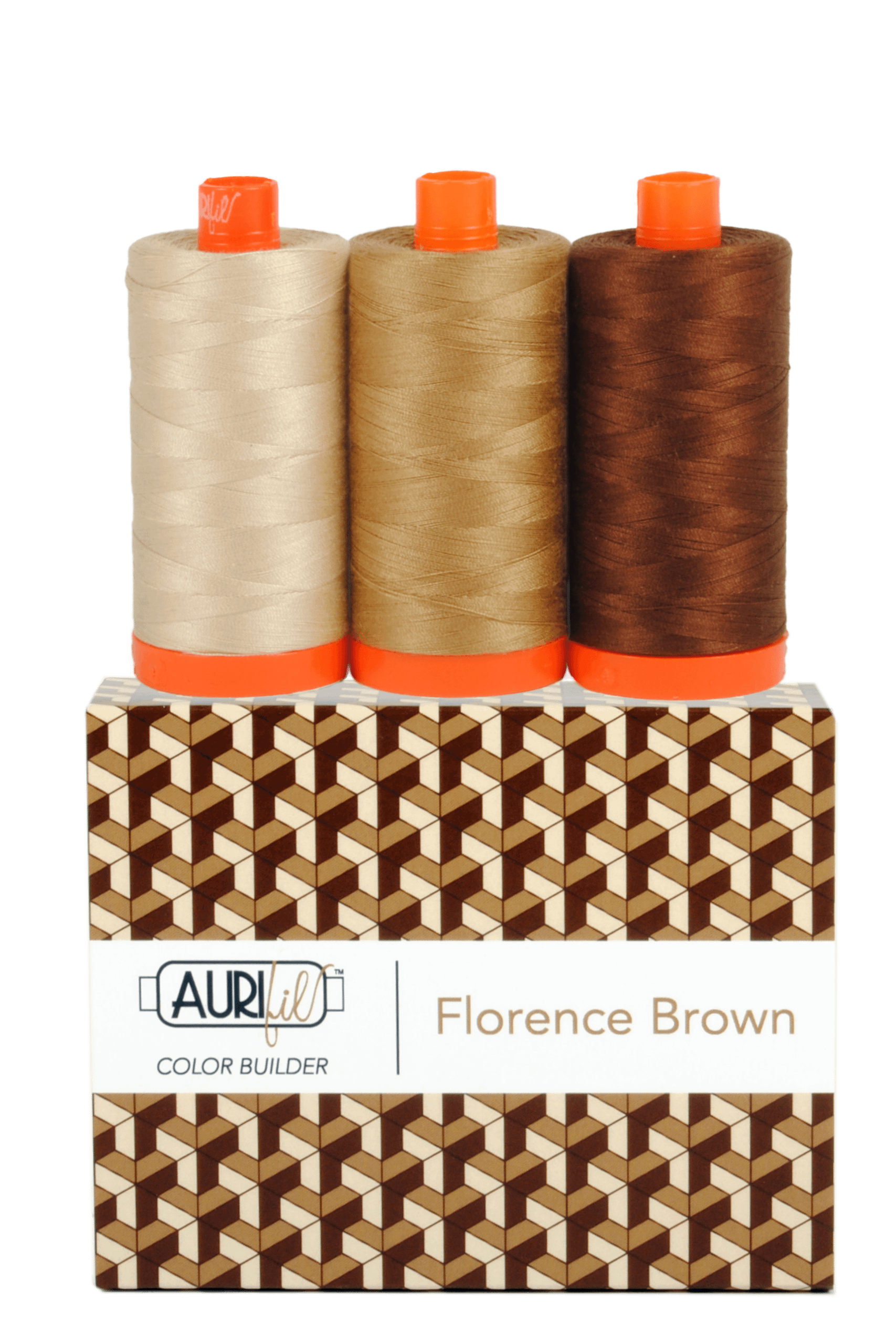 Color Builder 3 Piece Set, 50wt Cotton in Florence Brown by Aurifil - Image 2