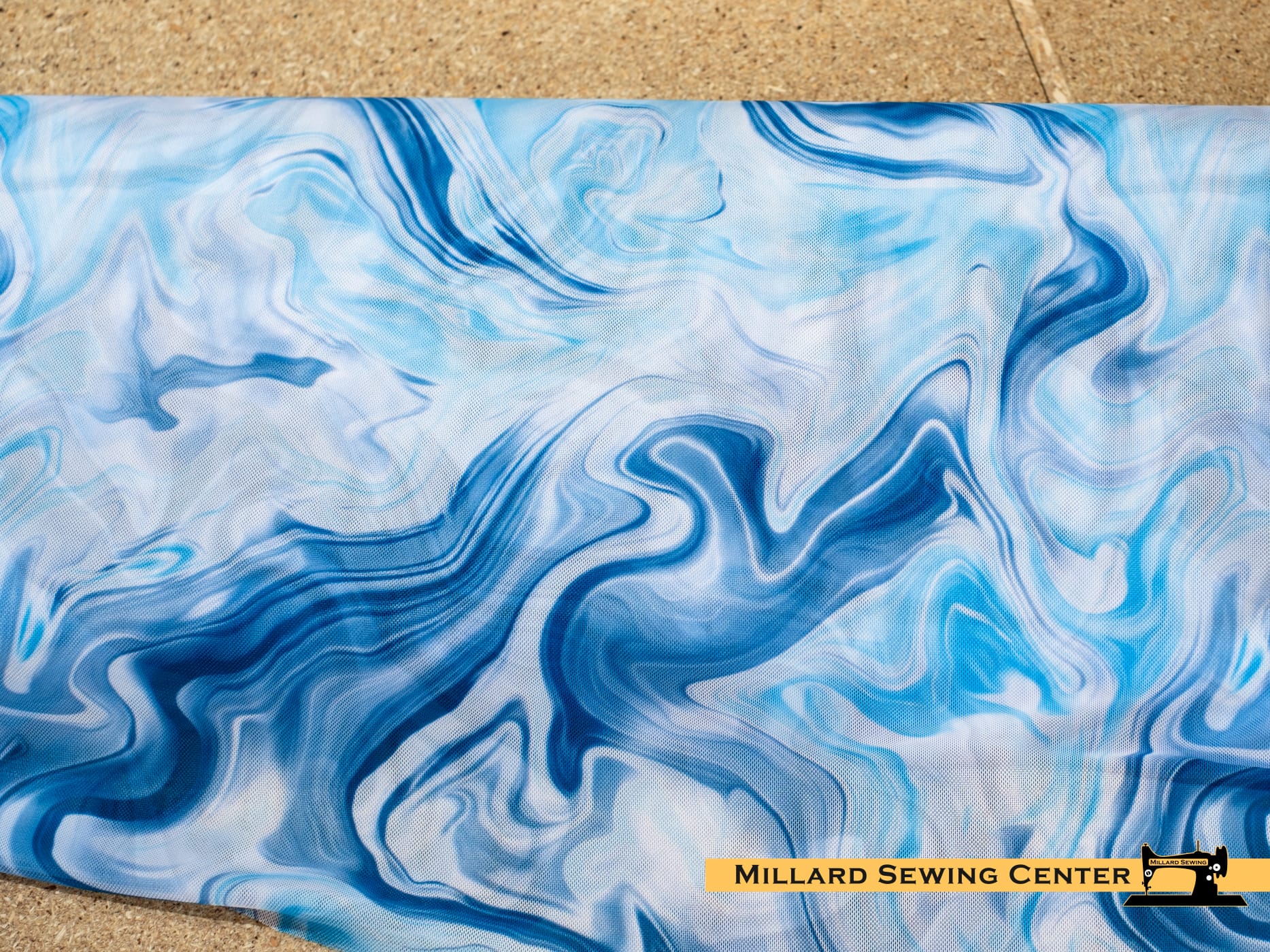 Apparel Fabric, 58/60" Mesh in Marbled Blue by Riley Blake Designs - Image 2