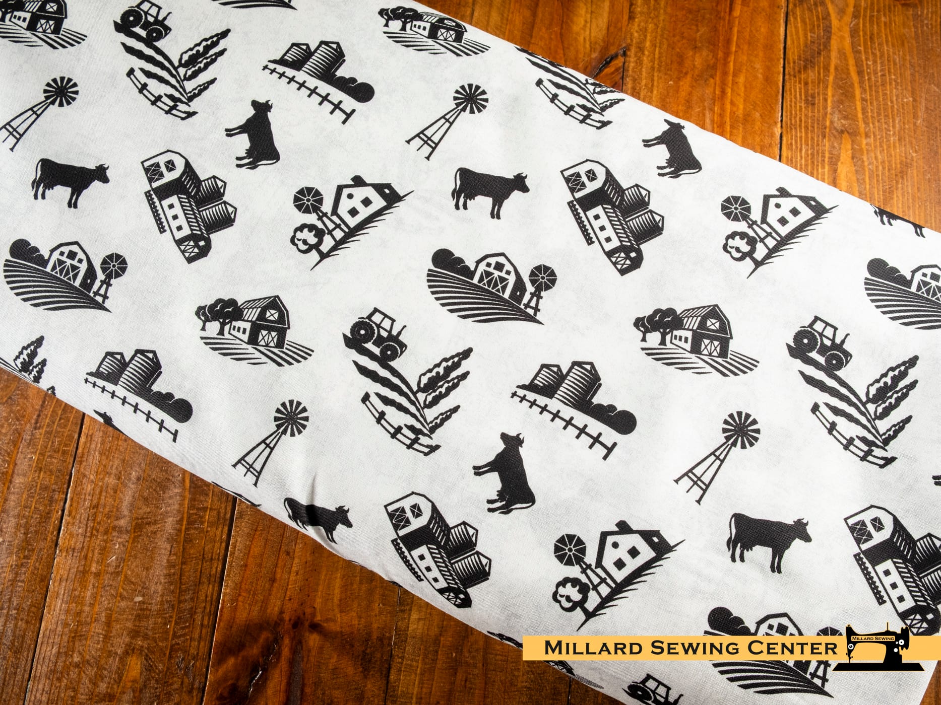 Cotton Fabric, 44" NIFS Custom Print in Farmsteads White by Patrick Lose for Northcott Fabrics