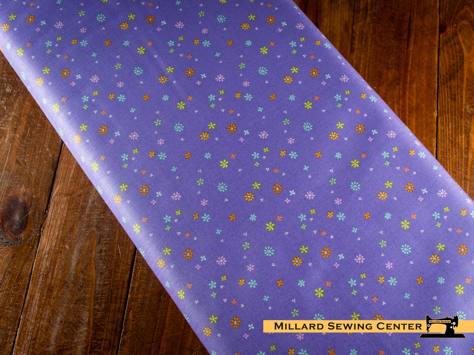 Cotton Fabric, 43"/44" Wide Chasing Rainbows in Garden Sprinkles Purple by Riley Blake