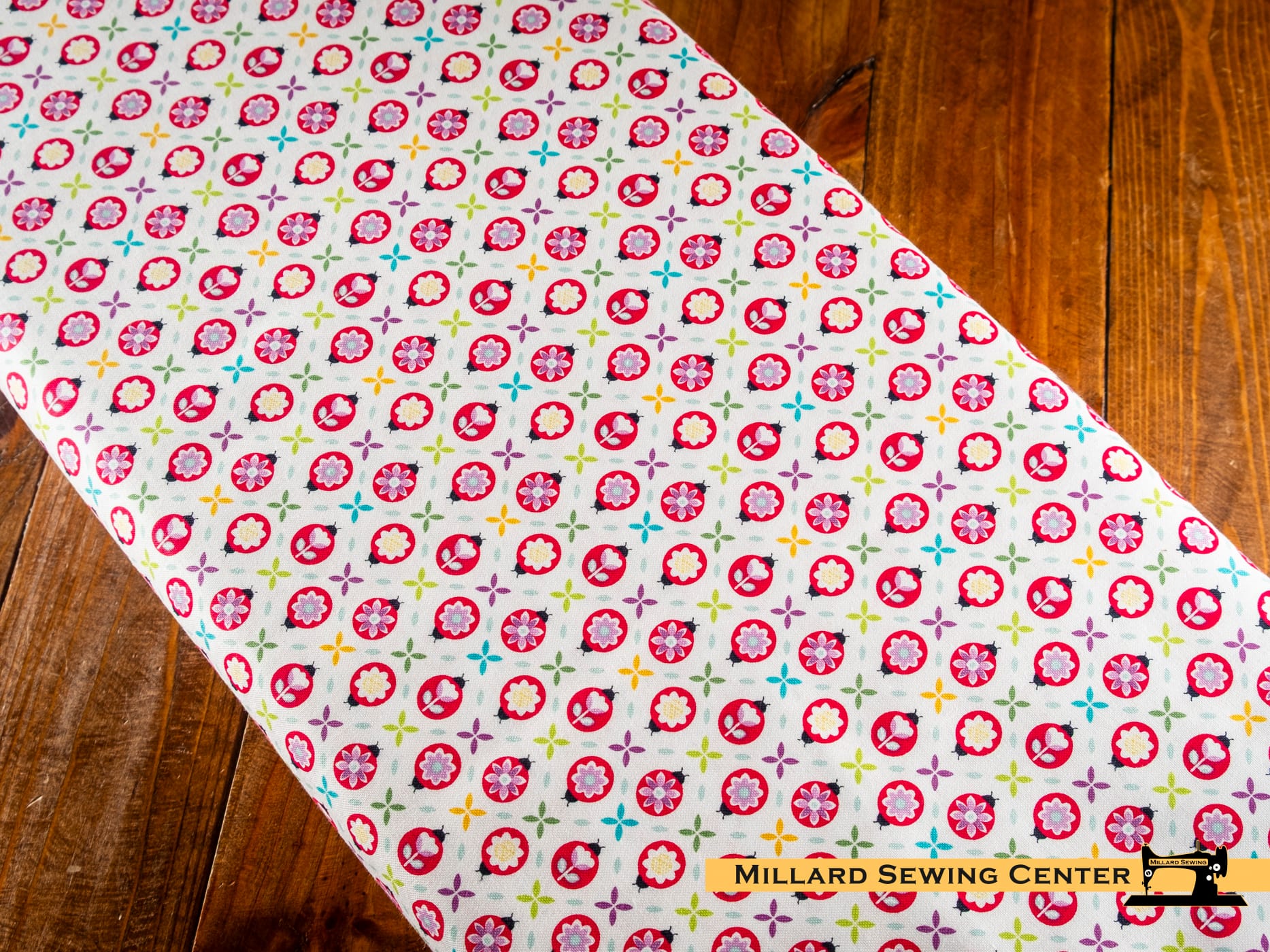 Cotton Fabric, 43"/44" Wide Chasing Rainbows in Cute as a Bug White by Riley Blake